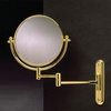 Solid Brass Swing Arm Rotating Mirror, Polished Brass