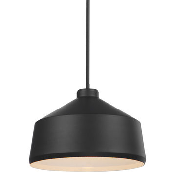 Modern Minimalist Matte Black Dome Pendant, 1 Light Simple Industrial Gold