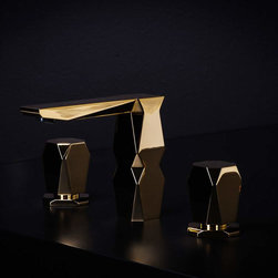 Modern 3 Hole Bathroom Faucet | Polished Gold - Bathroom Sink Faucets