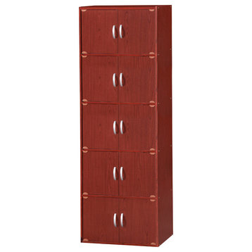 10-Door Storage Cabinet, Mahogany