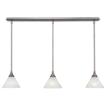 Stem 3-Light Pendalier with Hang Straight Swivel, Brushed Nickel/Gold Ice