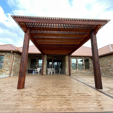 Cedar pergola and composite deck with lighting