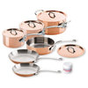 Mauviel M'150s Copper & Stainless Steel Cookware Set, 10 pieces, Cast Stainless
