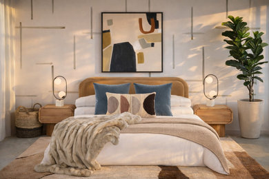 Inspiration for a mid-sized contemporary master wallpaper bedroom remodel in Los Angeles