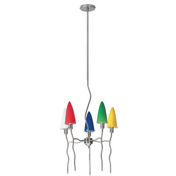 Polished Steel Multi 5 Light Mini Chandelier From The Kaub Collection