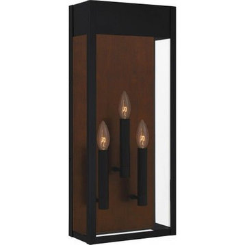 3 Light Outdoor Wall Lantern In Modern Style-24 Inches Tall and 10 Inches Wide