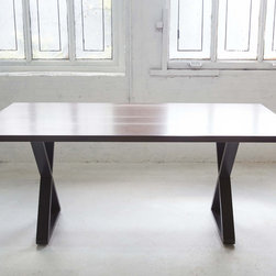 X-base Walnut Dining Table - Dining Tables