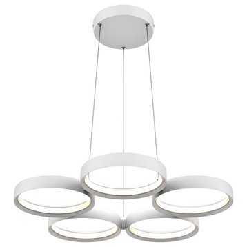 DALS Lighting 5 Rings Pendant, Dimmable, White