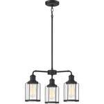 Quoizel - Quoizel Ludlow Three Light Chandelier LUD5020EK - Three Light Chandelier from Ludlow collection in Earth Black finish. Number of Bulbs 3. Max Wattage 100.00 . No bulbs included. Add an industrial feel to your home with the Ludlow collection. A simple silhouette combined with caged glass shades creates interest without sacrificing light projection. Finished in earth black, this collection is the perfect addition to any room. No UL Availability at this time.