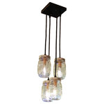 Starlight Primitives - Mason Jar Hanging Light, 4 Light Pendant - This is a beautiful mason jar pendant light that can be used nearly anywhere in your home.   It features a very nice 5x5 square black canopy with 4 hanging pendant lights.  The mason jars are pint sized and are included.