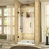 Unidoor Plus 32" Frameless Hinged Shower Door, Frosted Band, Oil Rubbed Bronze