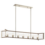 Kichler - Kichler Lente 7 Light Linear Chandelier, Brushed Nickel - Inspired by the cable railings found in industrial settings, The Lente 7 light linear chandelier makes a bold statement. The light Auburn wood-look and Brushed Nickel finish combination adds depth and dimension.