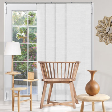 Birch White (Privacy & Natural Woven) - Panel Track Blinds