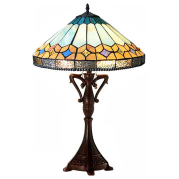 NICHOLAS Tiffany-Style Mission Stained Glass Table Lamp, 25"