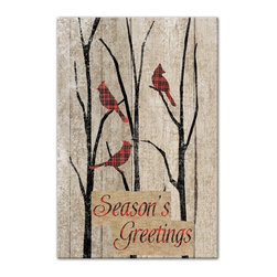DDCG - "Season's Greetings" Cardinals Canvas Wall Art, 24"x36" - Prints And Posters