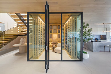 Inspiration for a modern wine cellar remodel in Orange County