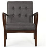 GDF Studio Callisto Mid Century Modern Upholstered Club Chair with Wood Frame, Slate/Dark Espresso, Microfiber