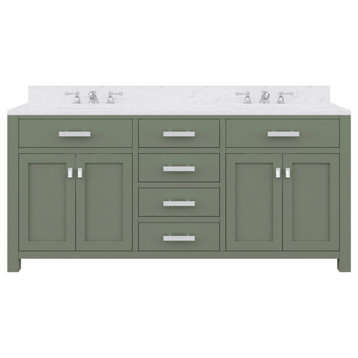 Madison 72 In. Carrara White Marble Countertop Vanity in Glacial Green