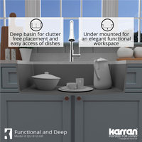 Karran QU-812 Undermount 32.5" Large Single Bowl Quartz Sink Kit, Grey