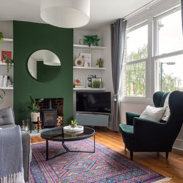Green living room in Dulwich