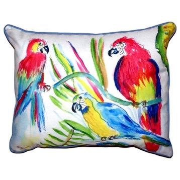 Betsy Drake Three Parrots Extra Large Zippered Pillow, 20"x24"