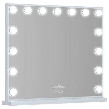 Aurora Tri-tone Vanity Mirror with Bluetooth and 15 Frosted LED Lights, White