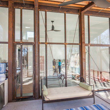 Rusted steel with doors and windows