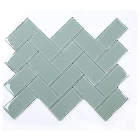 Metro 3"x6" Glass Subway Tile,Glossy Green, Piece