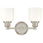 Hudson Valley Lighting - Windham 2-Light Bath and Vanity With Opal Glossy Glass Shade, Polished Nickel - Strong and handsome, the Windham collection showcases the timeless appeal of classical styling. Mouth-blown opal glass canisters mount to cast metal socket holders, replete with crisply turned steps and finely etched dentil knurling. Subtle knurling appears again on Windham's circular backplate, reinforcing the classical motif.