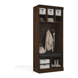 Pur by Bestar 36" Storage Unit with Bench in Chocolate - Closet Storage
