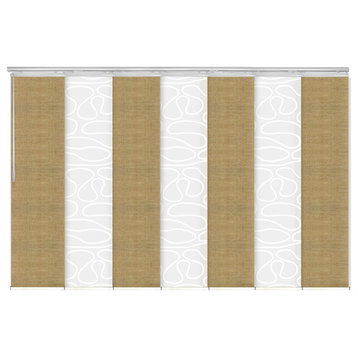 Calisto-Daffodil 7-Panel Track Extendable Vertical Blinds 110-153"x94", Satin Nickel Track