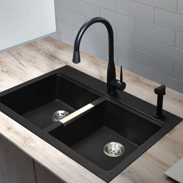 Black sink and faucet