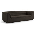 Meridian Furniture - Cascade Upholstered Set, Brown, Boucle Fabric, Sofa - Give your room a much-needed rehab when you bring home this Cascade boucle fabric sofa. The elegantly attention-grabbing design features a modern profile with curved arms deep horizontal channel tufting, so it wows from all angles. Upholstered in rich brown boucle fabric, this seat quickly becomes everyone's favorite spot for curling up with a good book or smart device. Thick foam padding ensures a cozy, body-hugging experience. while you watch TV or just relax.