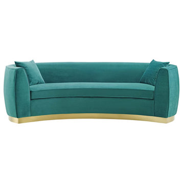 Glamorous Vintage-Style Resolute Curved Sofa | Stain-Resistant Velvet | Gold Sta