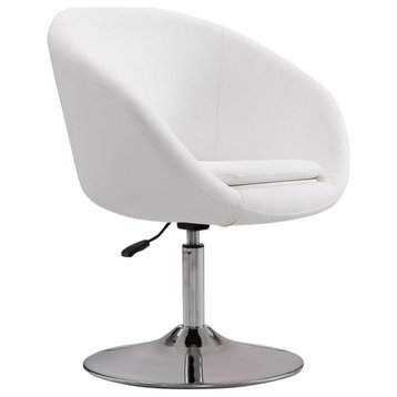 Manhattan Comfort Hopper Faux Leather Adjustable Height Chair, White, Single
