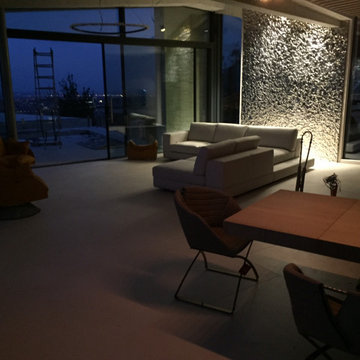 Rippled Accent Wall for Private Mansion Living Room