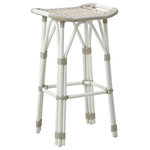 Sika Design - Salsa Outdoor Bar Stool - Dove White - The Salsa Outdoor Bar Stool by Sika Design is an outdoor stool packed with casual charm. Inspired by design sketches from the 1950s and 1960s, the stool has a curved saddle seat, reinforced legs, and a sturdy footrest for comfortable seating. Crafted from AluRattan�, a strong aluminum frame with an ArtFibre� slatted seat and bindings, the stool is ultra-durable and maintenance-free. Ideal for extended outdoor use, the Salsa brings versatile seating to poolside or restaurant bar seating.