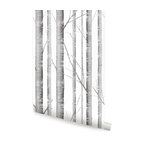 Birch Tree Peel and Stick Vinyl Wallpaper, Gray, 24"x108"