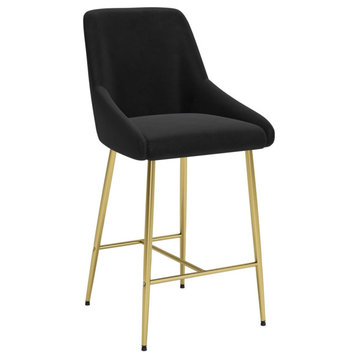 Nereo Counter Stool Set of 2, Black and Gold