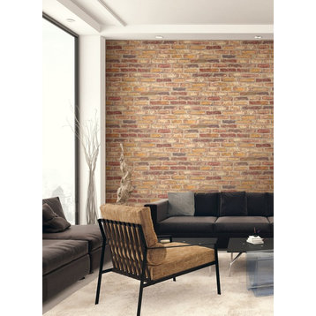 NextWall NW30201 Faux Rustic Red Brick Peel and Stick Wallpaper