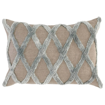 Kosas Home Evangeline 14x20" Transitional Fabric Throw Pillow in Natural/Blue