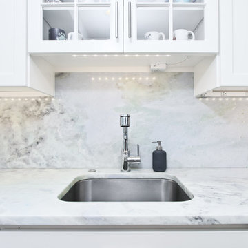 Marble Backsplash and Undermount Sink Detail – North Shore MA