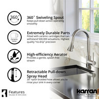 Karran Weybridge Single-Handle Pull-Down Sprayer Kitchen Faucet, Chrome