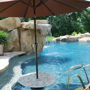 Gunite pool with granite cocktail table