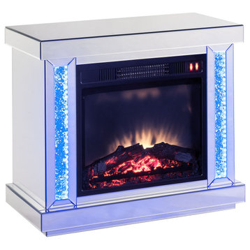 Noralie Fireplace, LED, Mirrored and Faux Diamonds