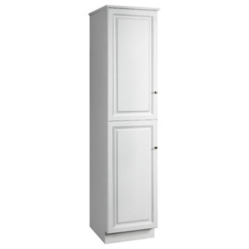 Wyndham 19 Inch 2-Door Bathroom Wood Linen Storage Floor Cabinet in White
