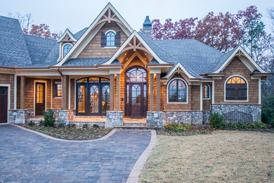 Example of a transitional exterior home design in Other