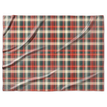 "Tartan Plaid in Traditional Holiday Colors" Sherpa Blanket 80"x60"