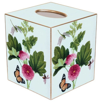 Pink Peony Wood Wastepaper Basket, Wastepaper Basket & Tissue Box Cover