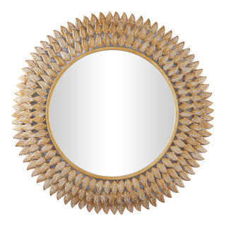 Uttermost Oval Farmhouse Plastic Mirror in Bronze/Antique Gold